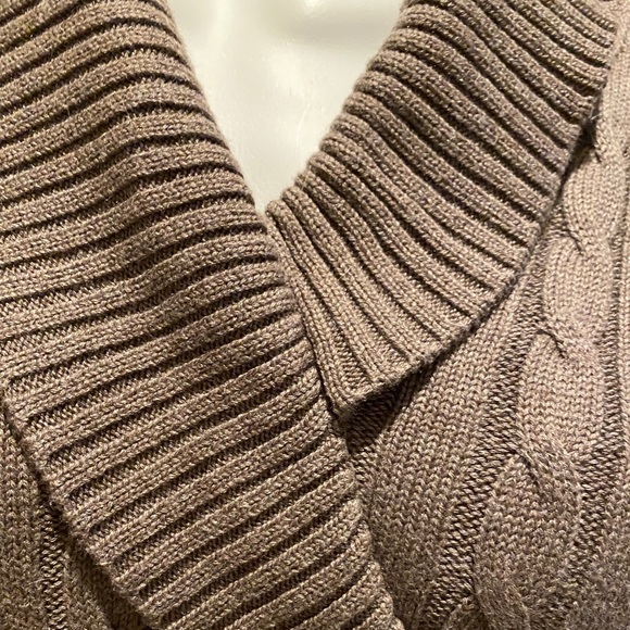 Calvin Klein Brown Cowl Neck Cabled Sweater Medium - Picture 4 of 5